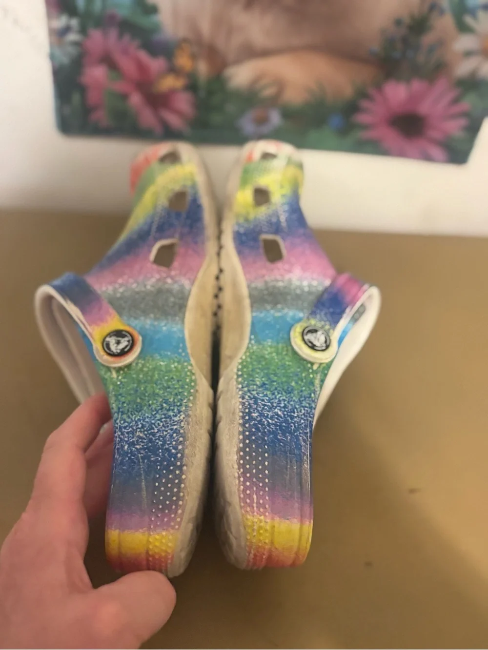 CROCS Kids Multicolor Tie-Dye Clogs - Blue Green Yellow Red Pink